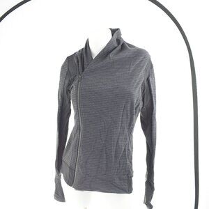 Lululemon Asymmetrical Zip Black Striped Jacket - Size 10